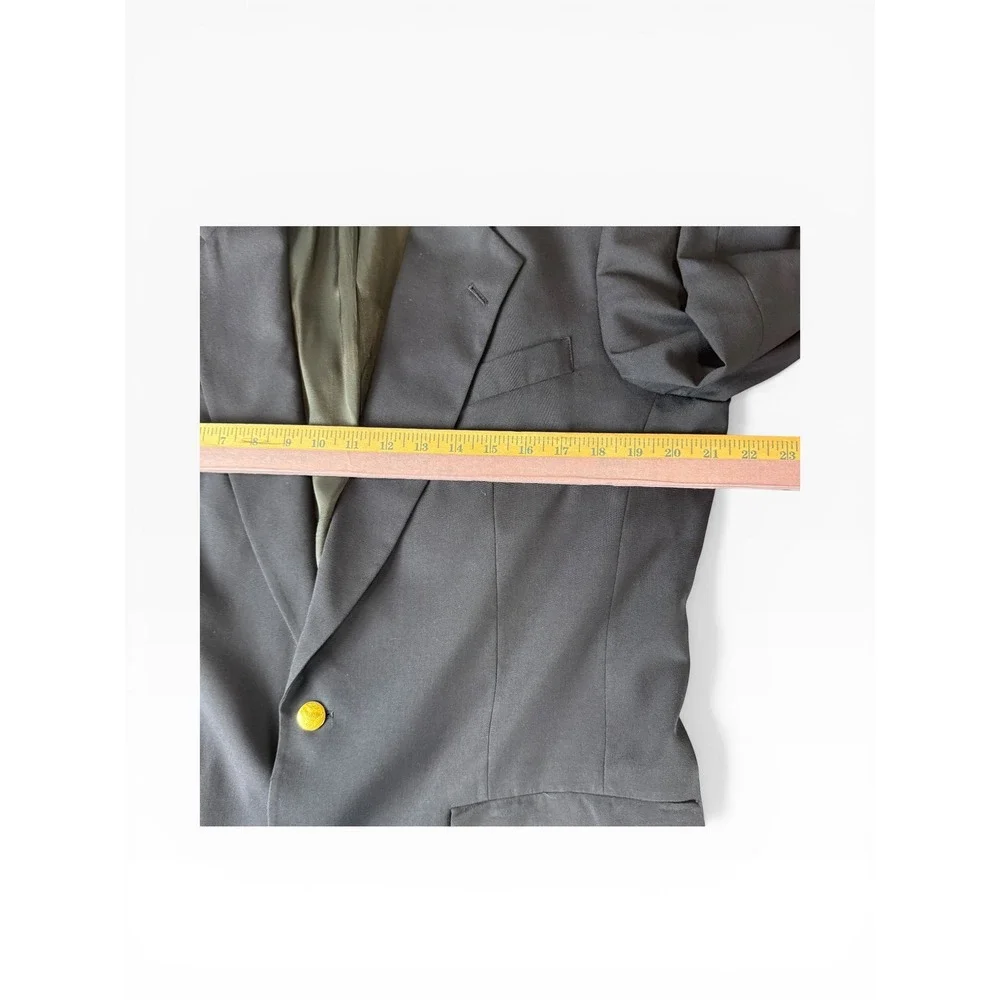 Hart Schaffner Marx Mens 40L Navy Blue Wool Blazer Gold Buttons Micron‎ 2000